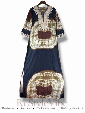 CRAIG TAYLOR Women’s Size M Dress Maxi Lily Style Tie Dye Silk/Cotton Blend